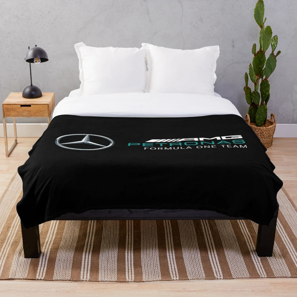 Plush racing-inspired blanket featuring German motorsports design