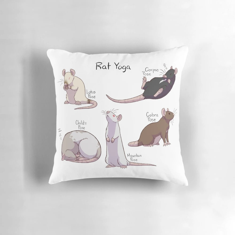 A cozy and supportive yoga pillow featuring a cute rat design, perfect for your furry friend's yoga practice.