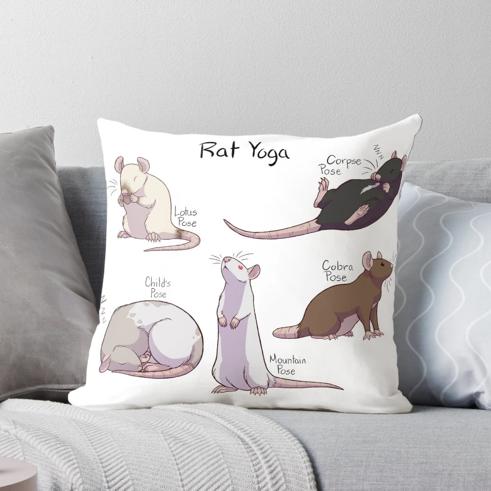 A cozy and supportive yoga pillow featuring a cute rat design, perfect for your furry friend's yoga practice.