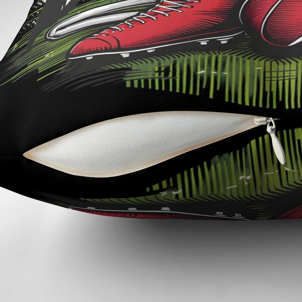 Soft, comfortable rugby pillow featuring a rugby ball design