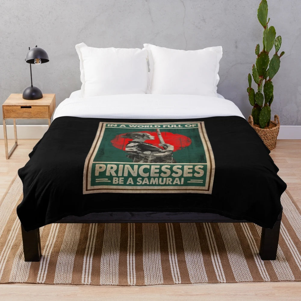 Plush blanket featuring a samurai warrior design