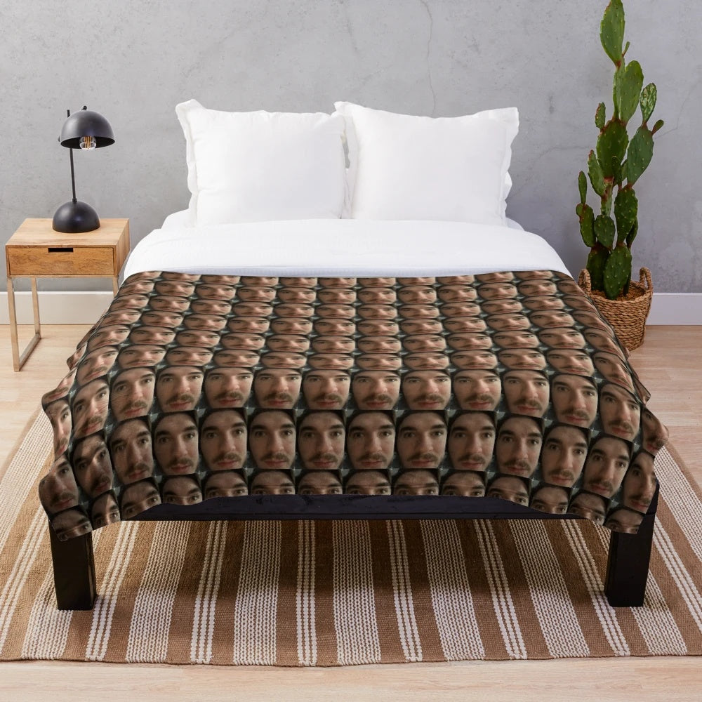 Plush schlanket and schlothes blanket featuring jschlatt meme design
