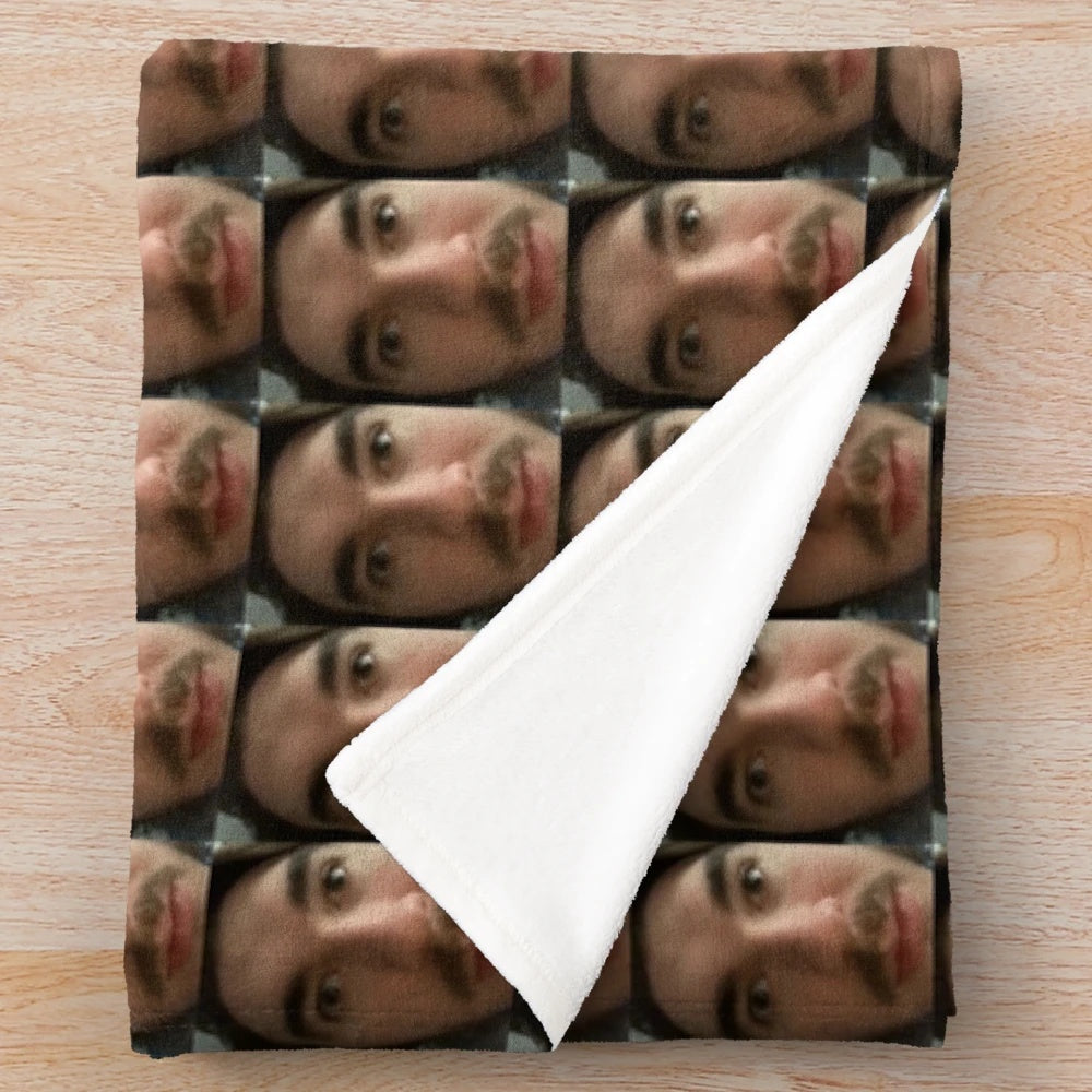 Plush schlanket and schlothes blanket featuring jschlatt meme design
