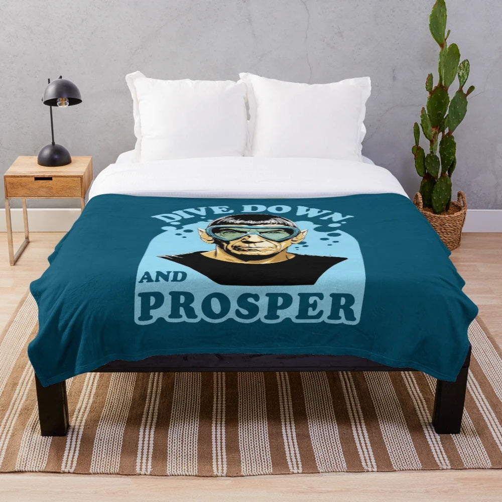 Plush scuba diving blanket with underwater quote