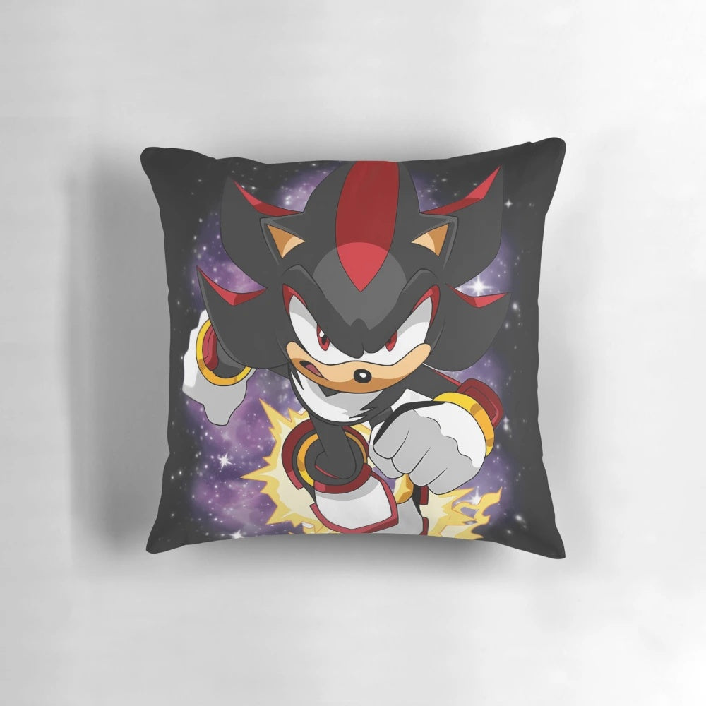 Soft and cuddly plush pillow featuring the character Shadow the Hedgehog from the Sonic the Hedgehog video game series.