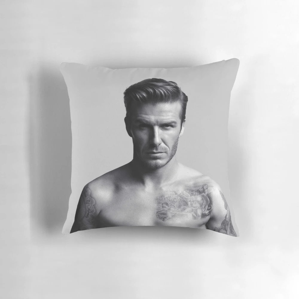 Soft, plush pillow featuring the iconic figure of soccer star David Beckham