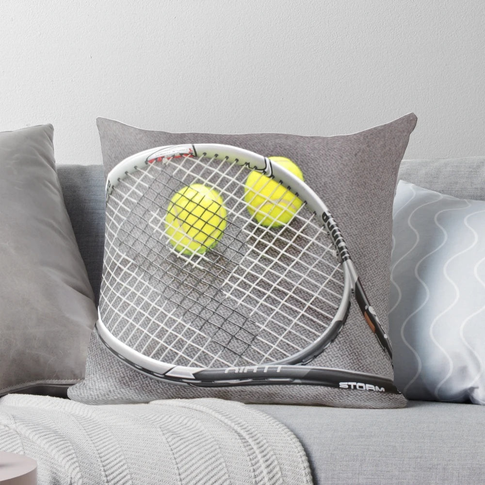 Plush tennis ball shaped throw pillow for sports themed home decor
