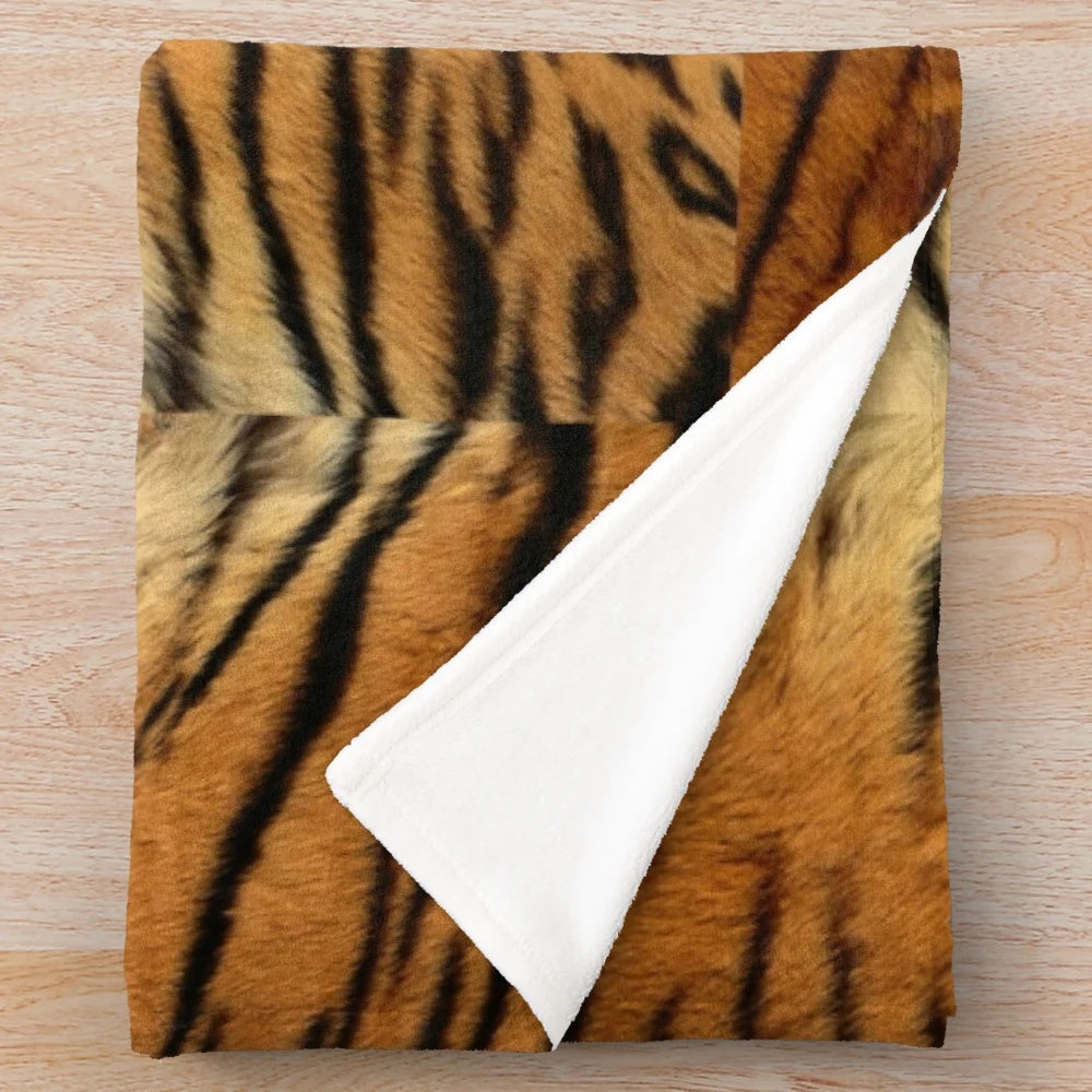 Soft and cozy plush tiger pattern throw blanket
