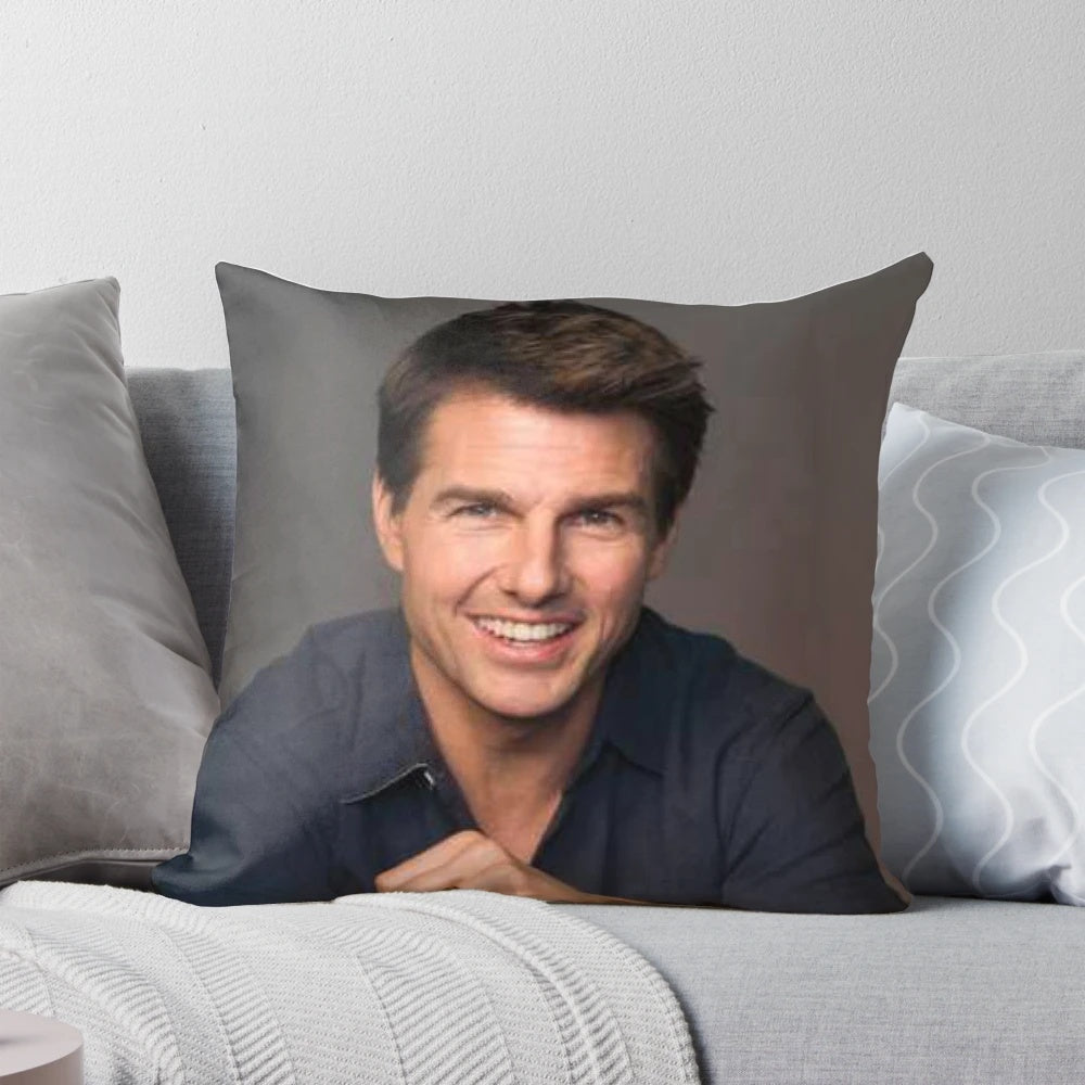 Soft, cuddly pillow featuring a photo of popular actor Tom Cruise.