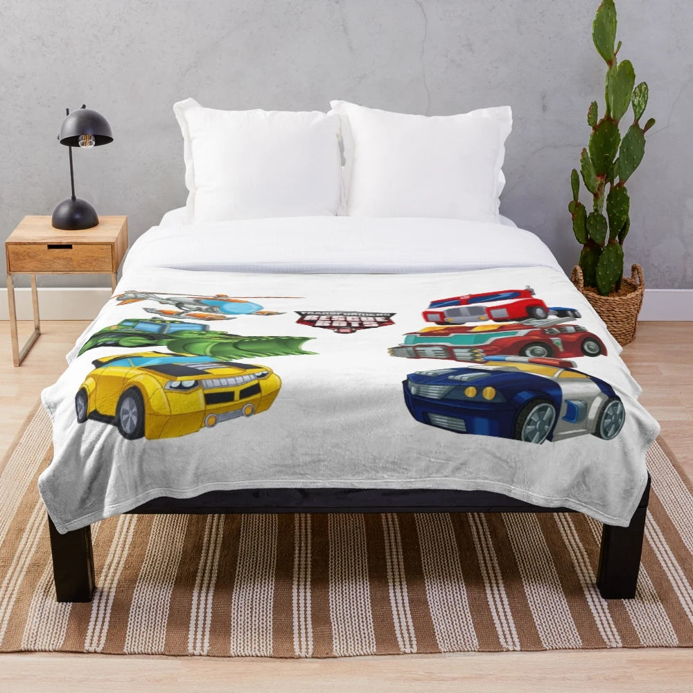 Transformers Rescue Bots Plush Blanket with Vehicles