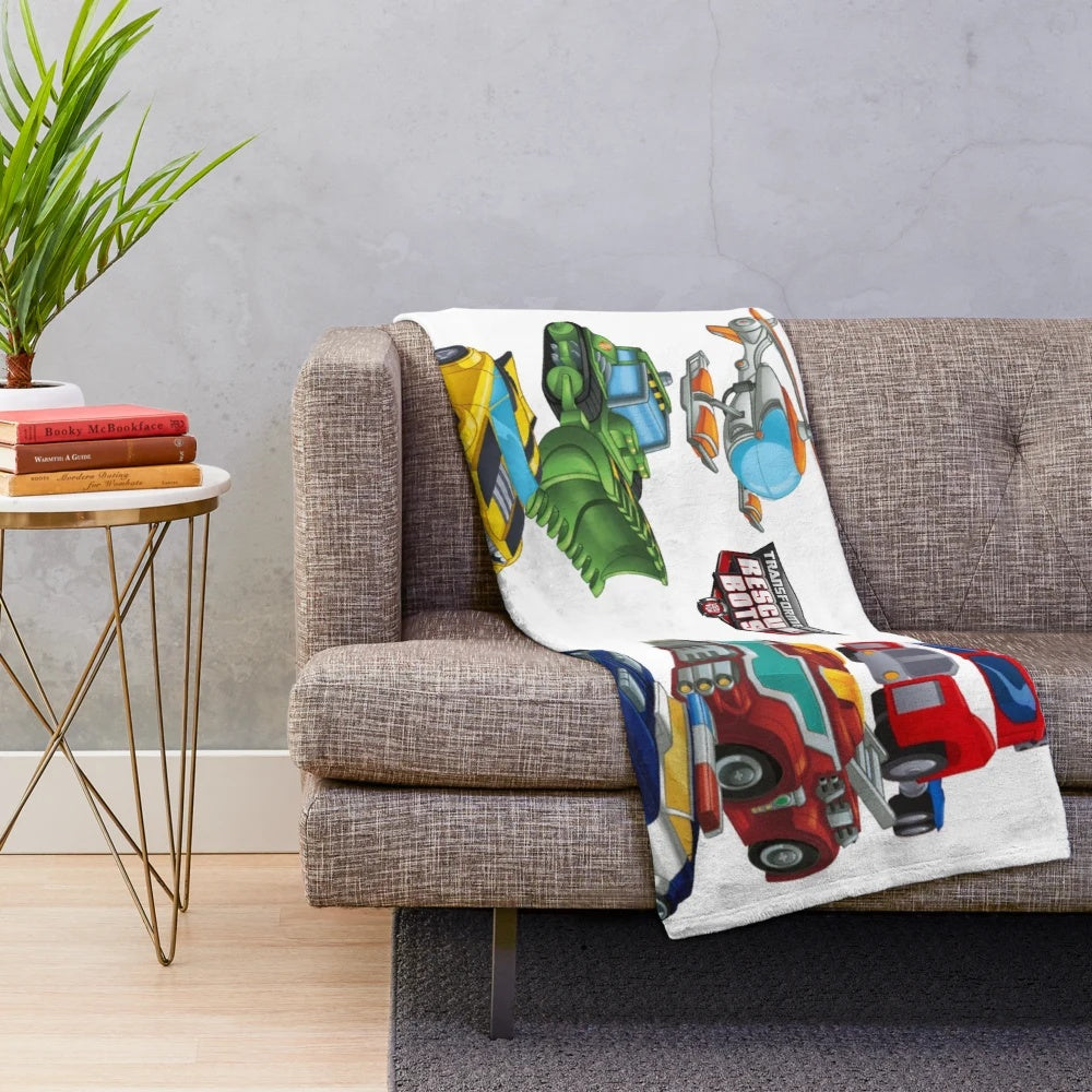 Transformers Rescue Bots Plush Blanket with Vehicles