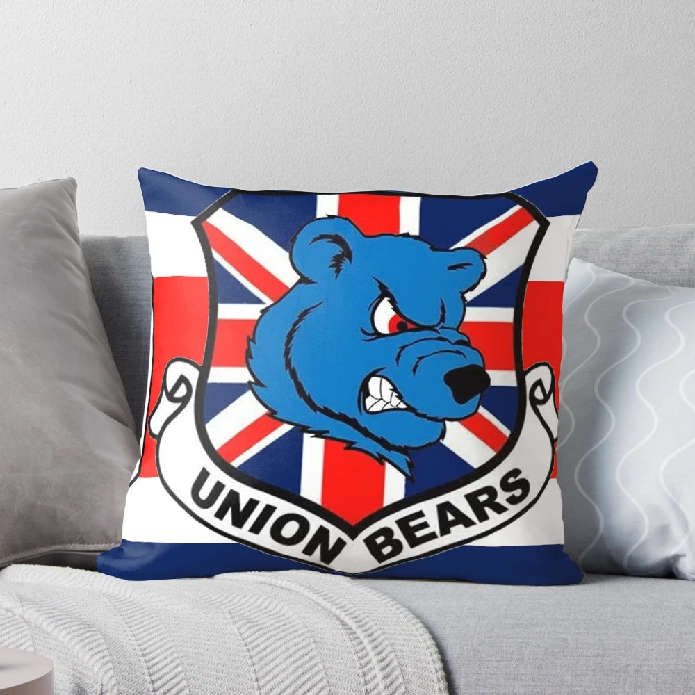 Cozy plush union bears pillow for football/soccer fans
