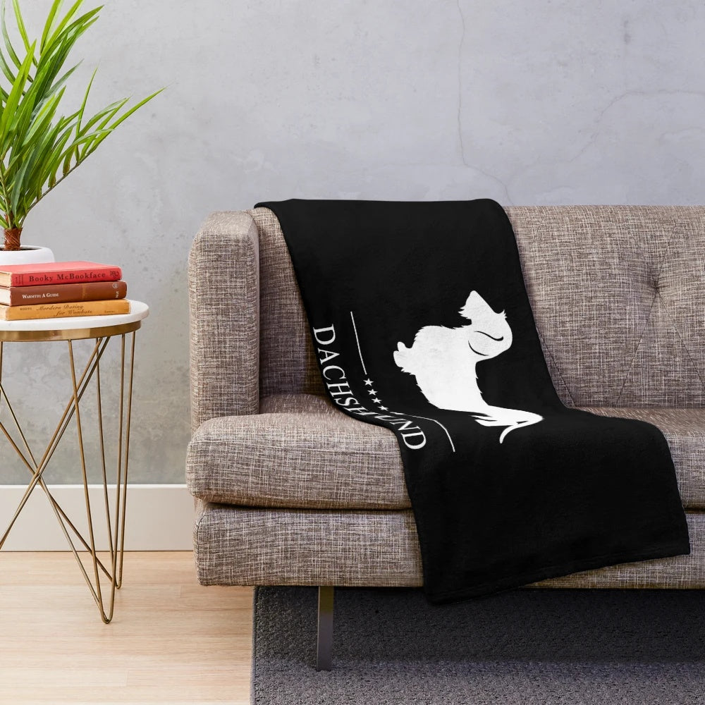 Wirehaired dachshund silhouette on a plush blanket