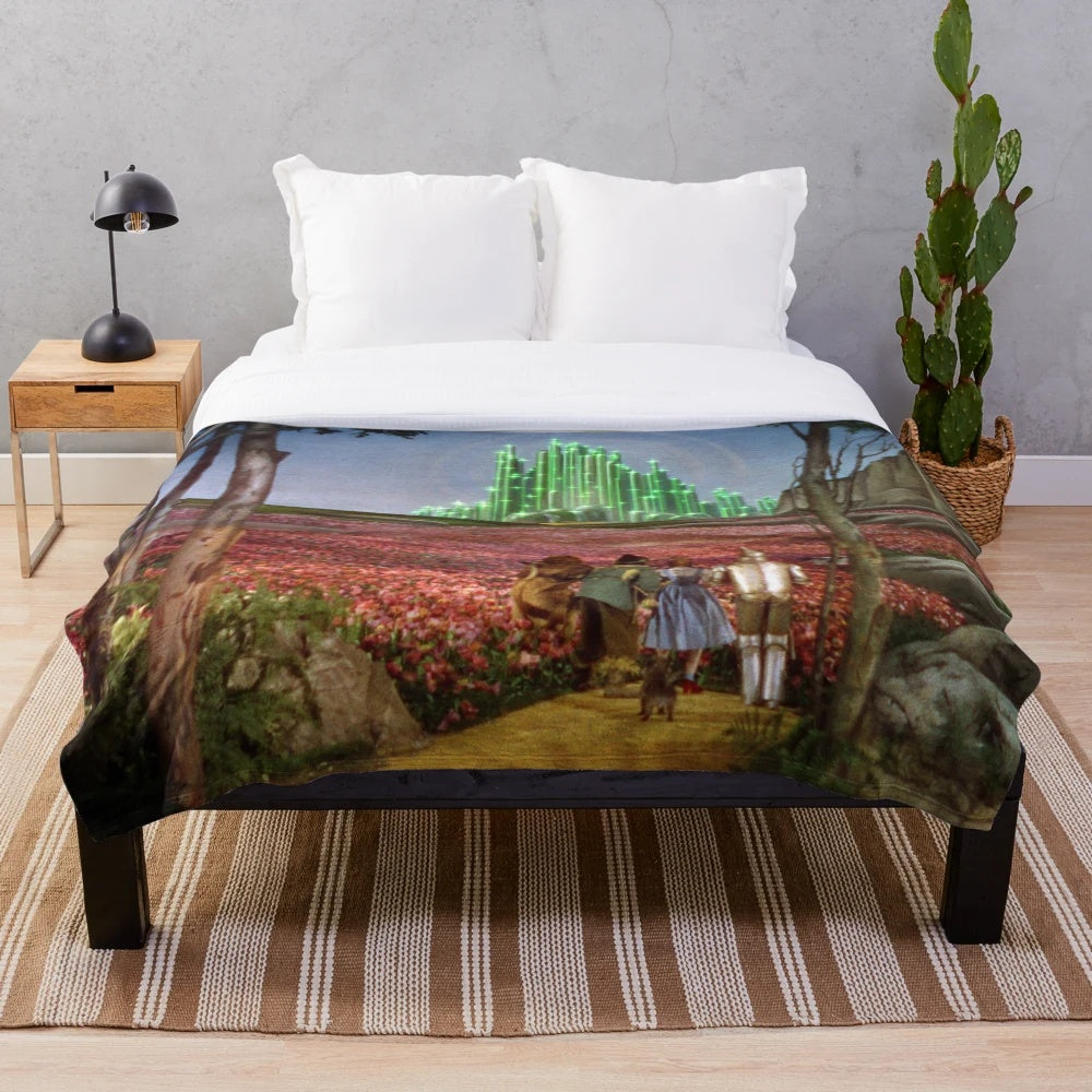 Wizard of Oz Emerald City landscape design plush blanket