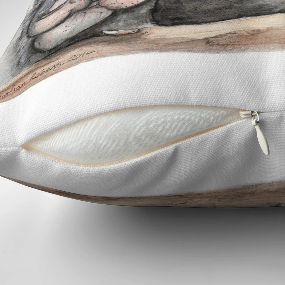 Soft, cuddly wombat pillow with a watercolor design representing the native Australian marsupial.