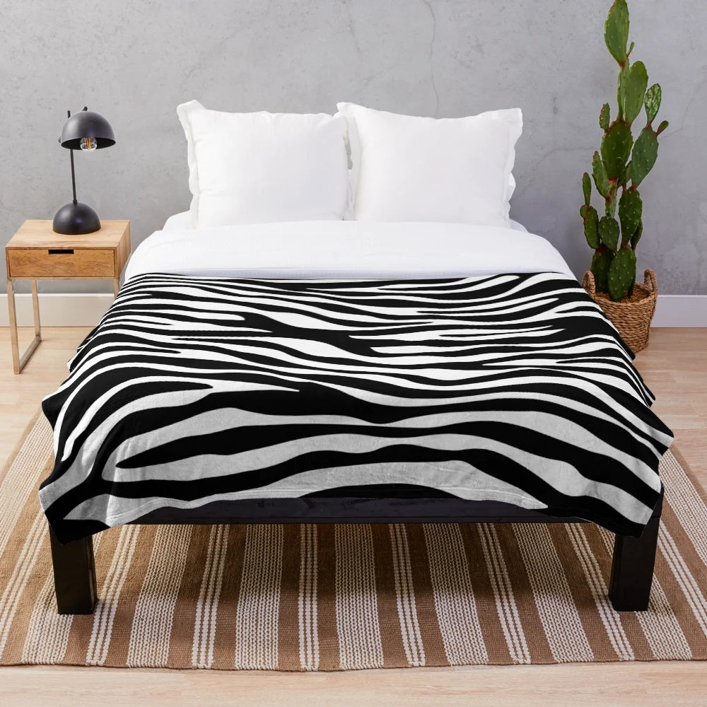 Soft and Plush Zebra Skin Pattern Blanket