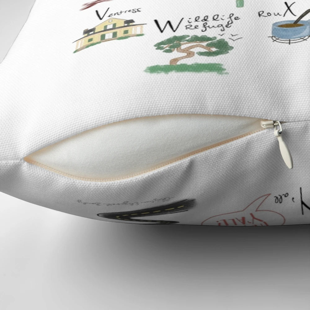 Pointe Coupée Alphabet Pillow featuring Louisiana-inspired typography and design