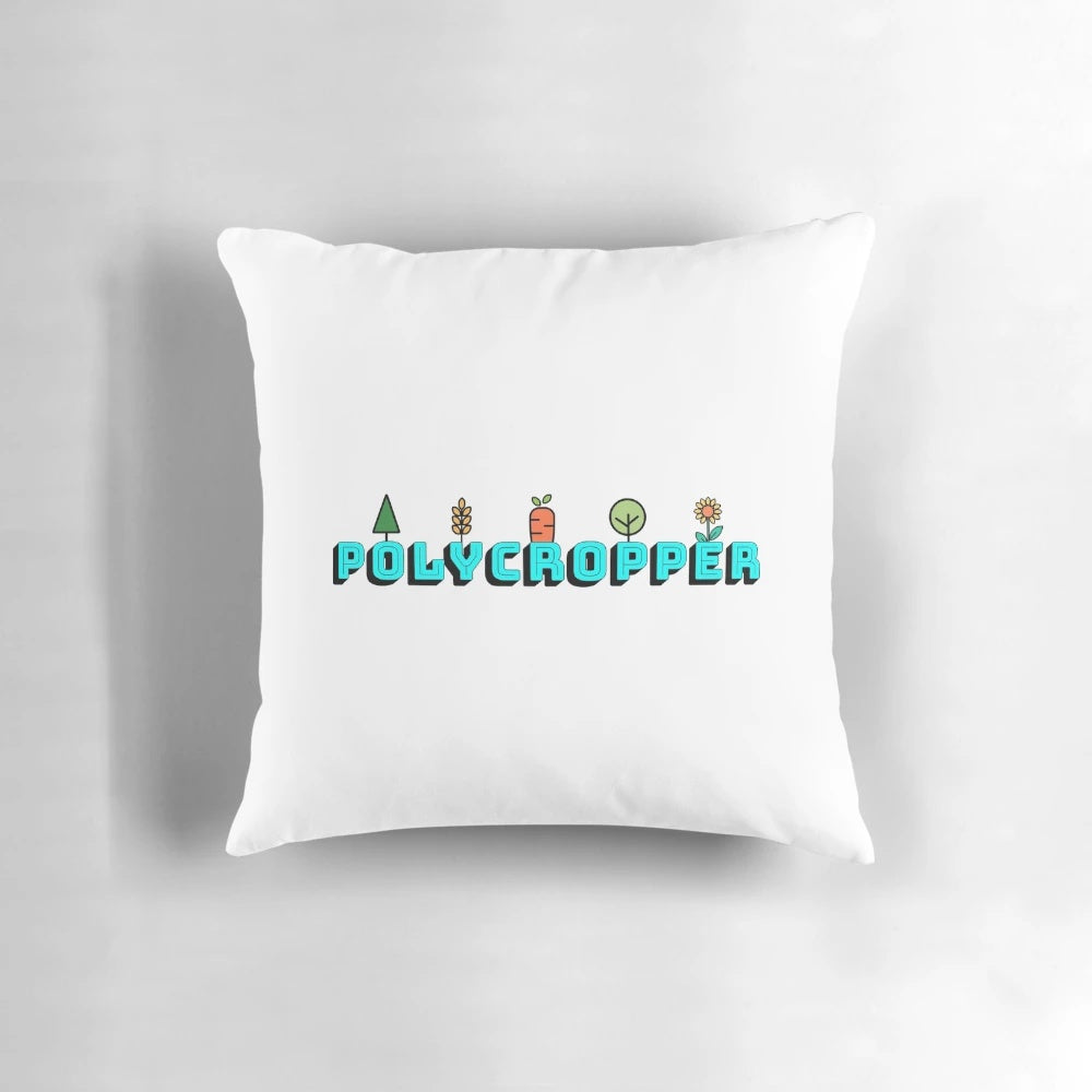 Polycropper Pillow featuring a vibrant design inspired by regenerative gardening and permaculture principles