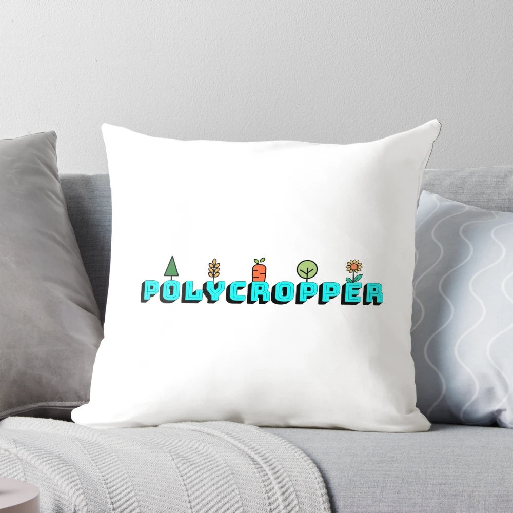 Polycropper Pillow featuring a vibrant design inspired by regenerative gardening and permaculture principles