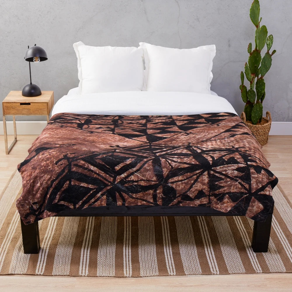 Tongan tapa design plush blanket