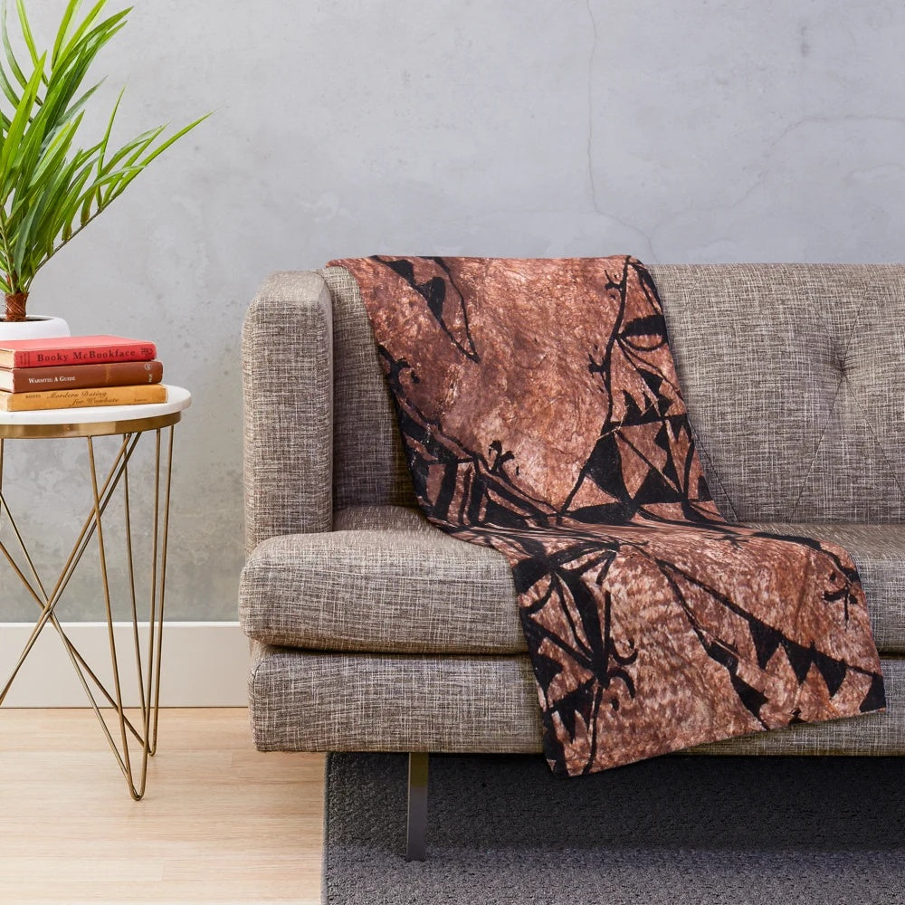 Tongan tapa design plush blanket