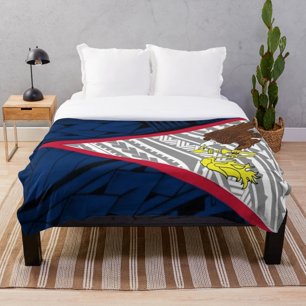 Polynesian tribal flag plush blanket with beautiful and vibrant design