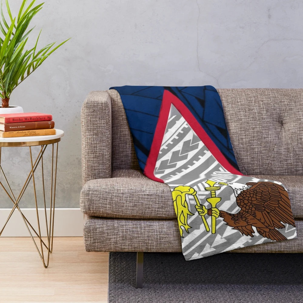 Polynesian tribal flag plush blanket with beautiful and vibrant design
