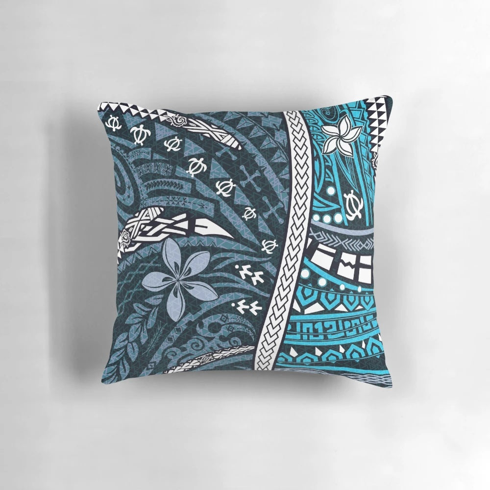 Vibrant Polynesian tribal Hawaiian art printed on a soft, durable pillow