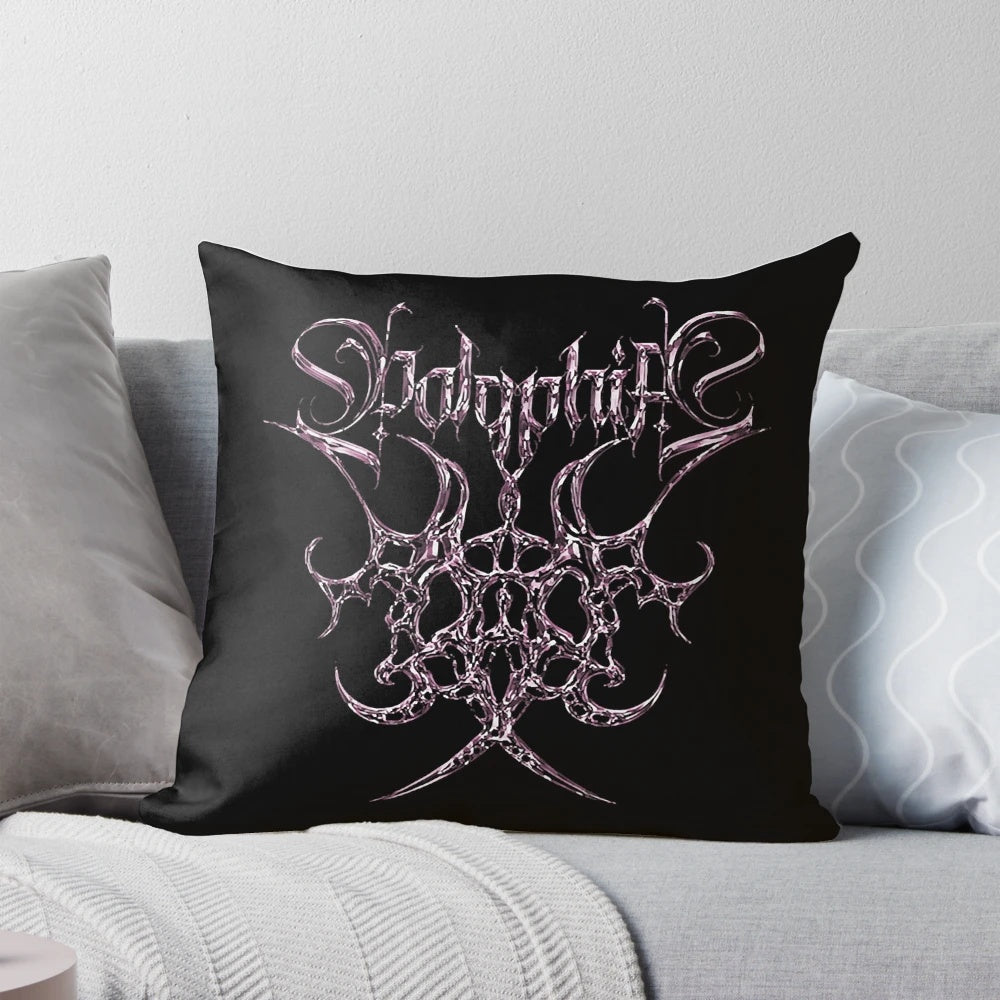 Polyphia band logo and artwork printed on a plush, comfortable pillow