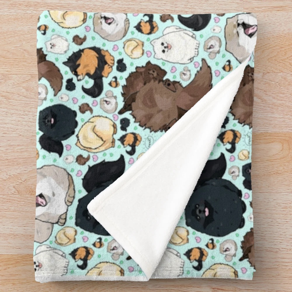 Pomeranian dog-themed plush and soft blanket