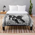 Pompeii-inspired plush blanket with ancient Roman "Beware of Dog" Latin mosaic design
