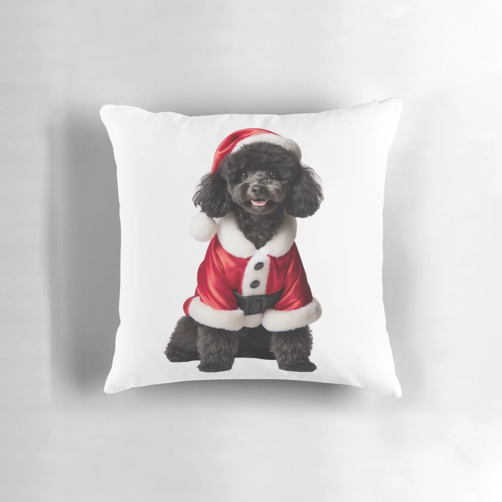 Poodle Christmas Pillow with Festive Décor