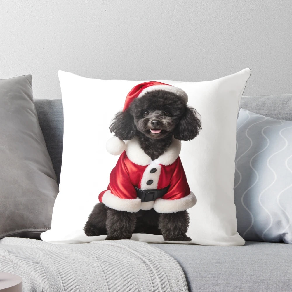 Poodle Christmas Pillow with Festive Décor