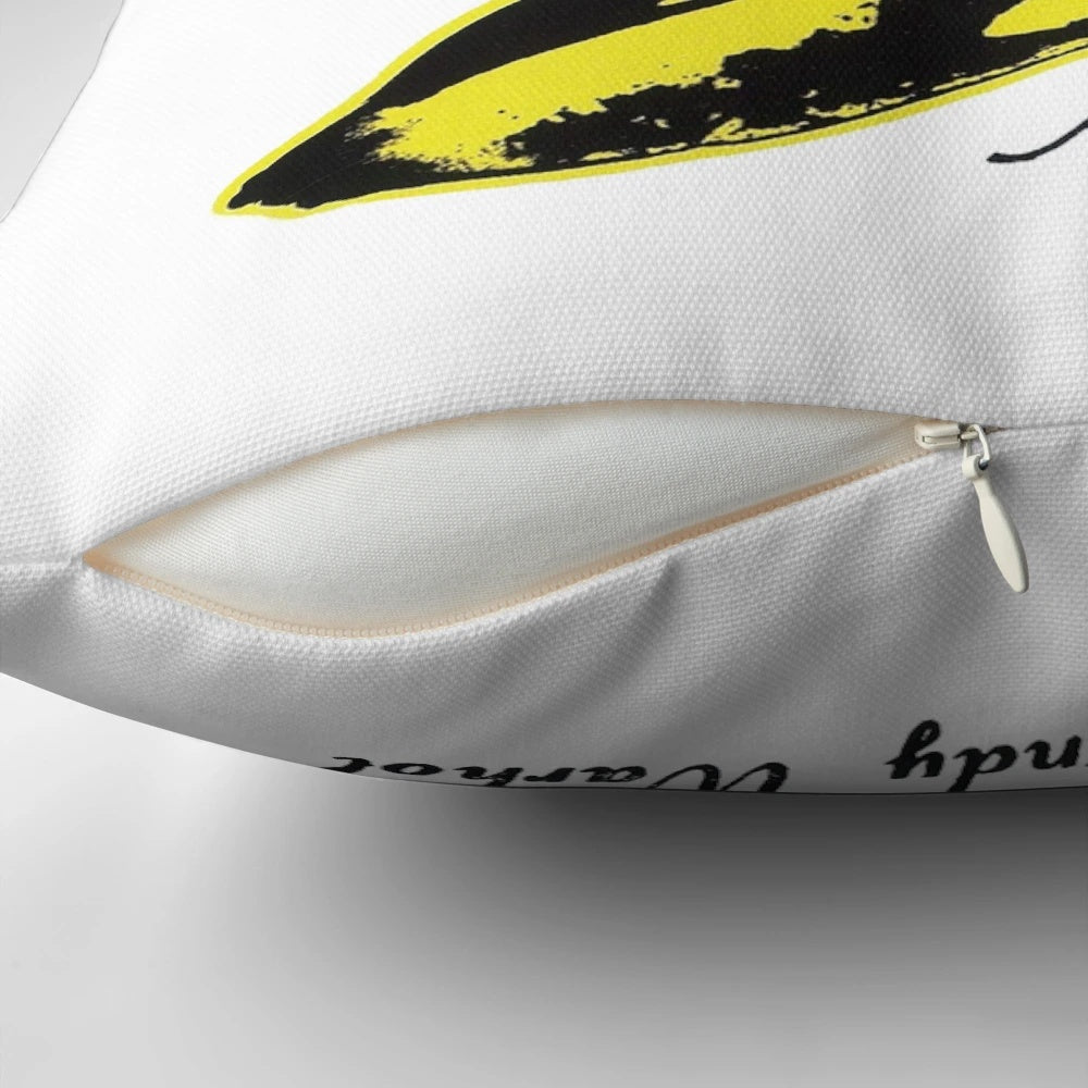 A vibrant pop art inspired pillow cover featuring Andy Warhol's iconic banana design from The Velvet Underground album cover.