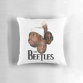 A colorful and whimsical pillow featuring a beetle design, inspired by pop culture references.