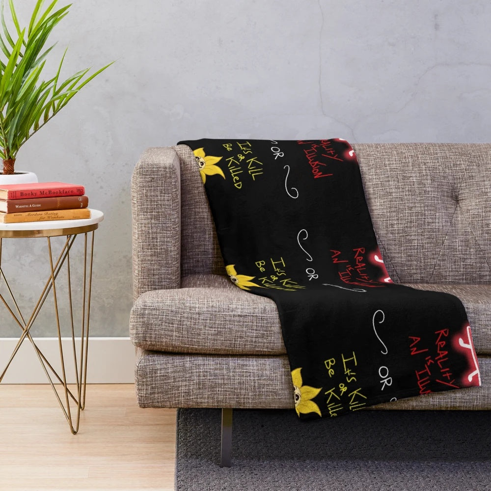 Pop culture inspired lesser of 2 evils plush blanket featuring gravity falls and undertale characters