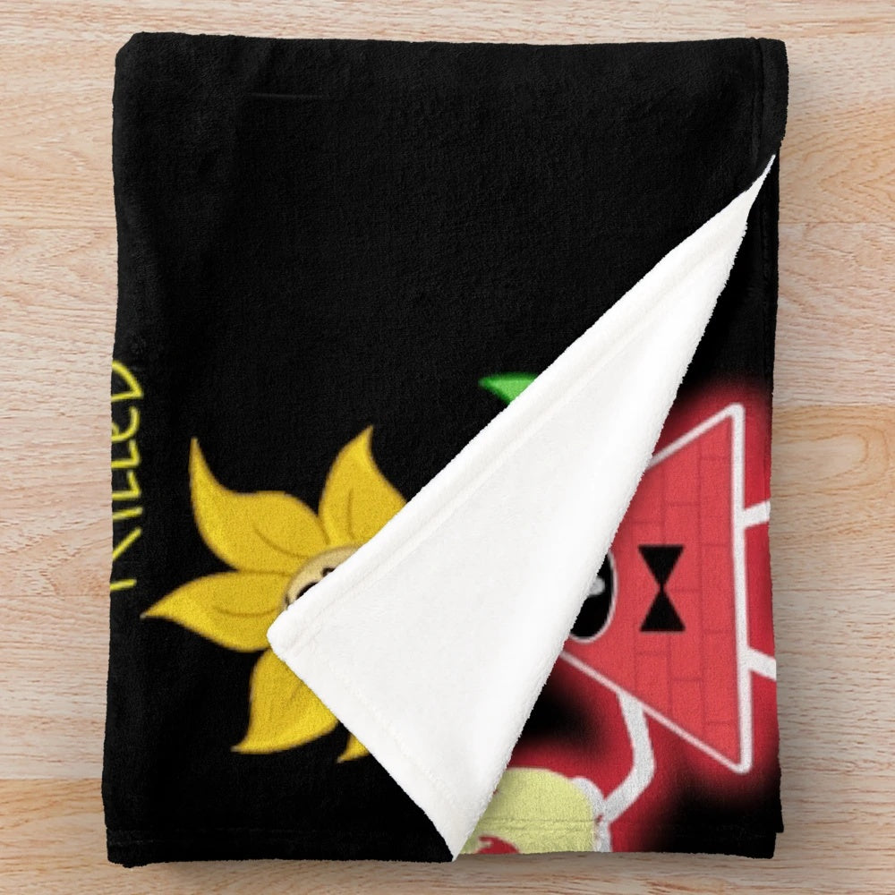 Pop culture inspired lesser of 2 evils plush blanket featuring gravity falls and undertale characters