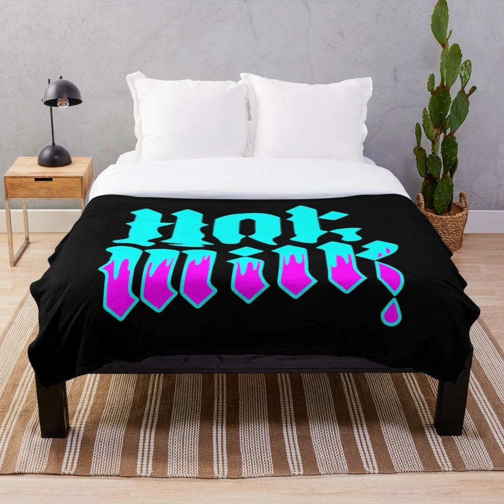 Pop punk plush blanket with Hot Milk band logo