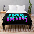 Pop punk plush blanket with Hot Milk band logo