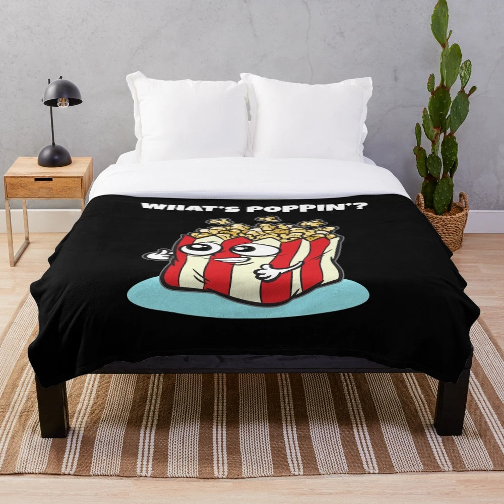 Popcorn plush blanket for movie theater fans and movie night lovers