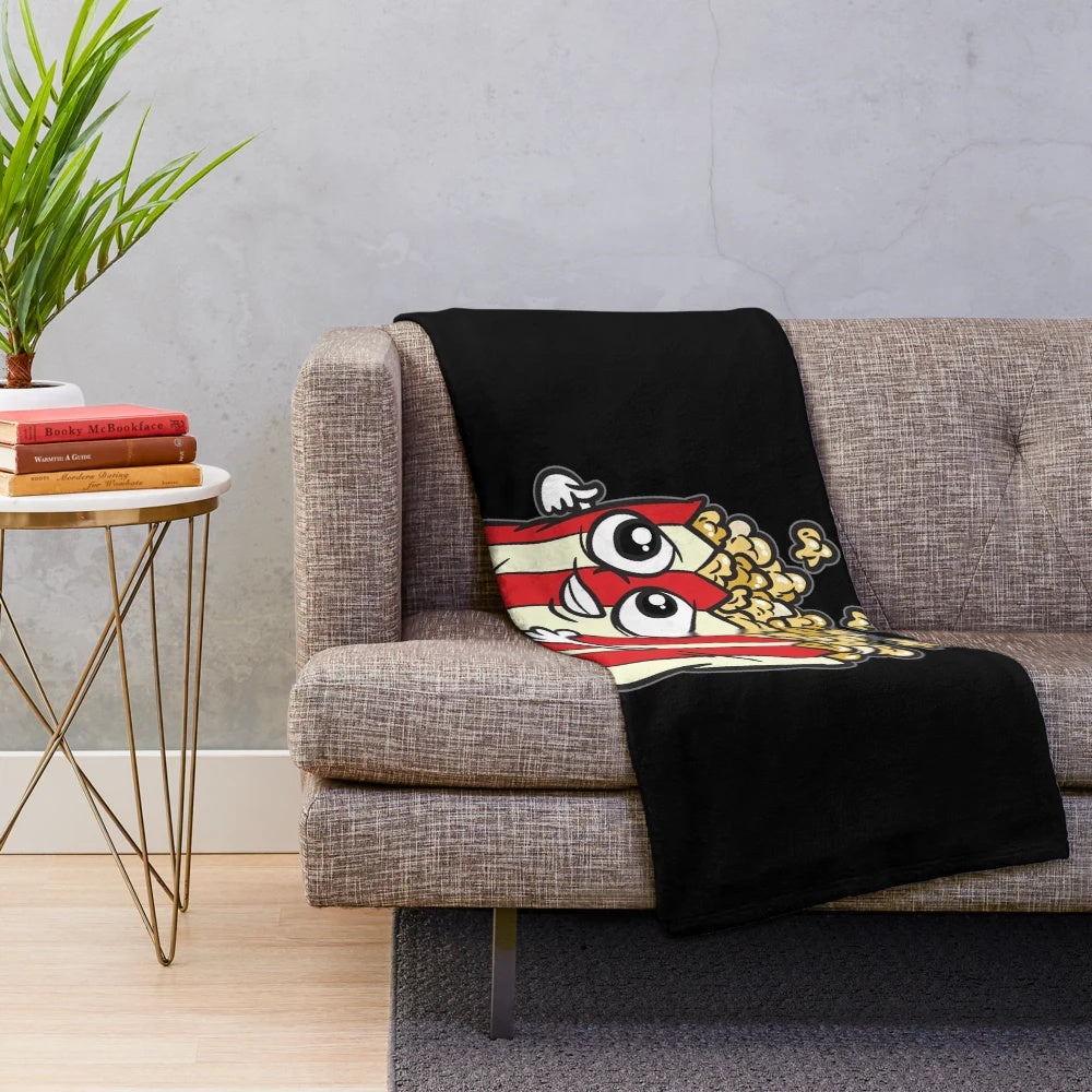 Popcorn plush blanket for movie theater fans and movie night lovers