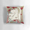 Vibrant Poppies and Ladybug Design on Soft Decorative Pillow