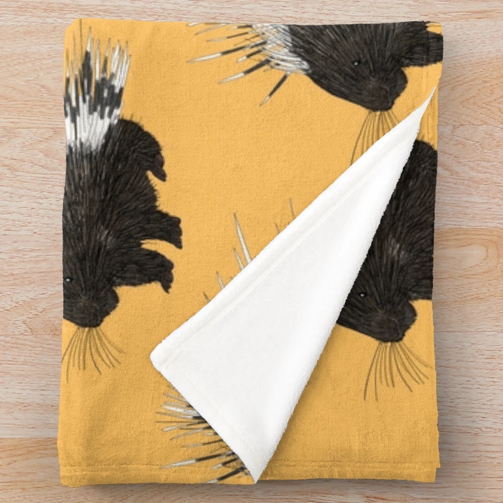 Porcupine plush blanket with soft, cozy material