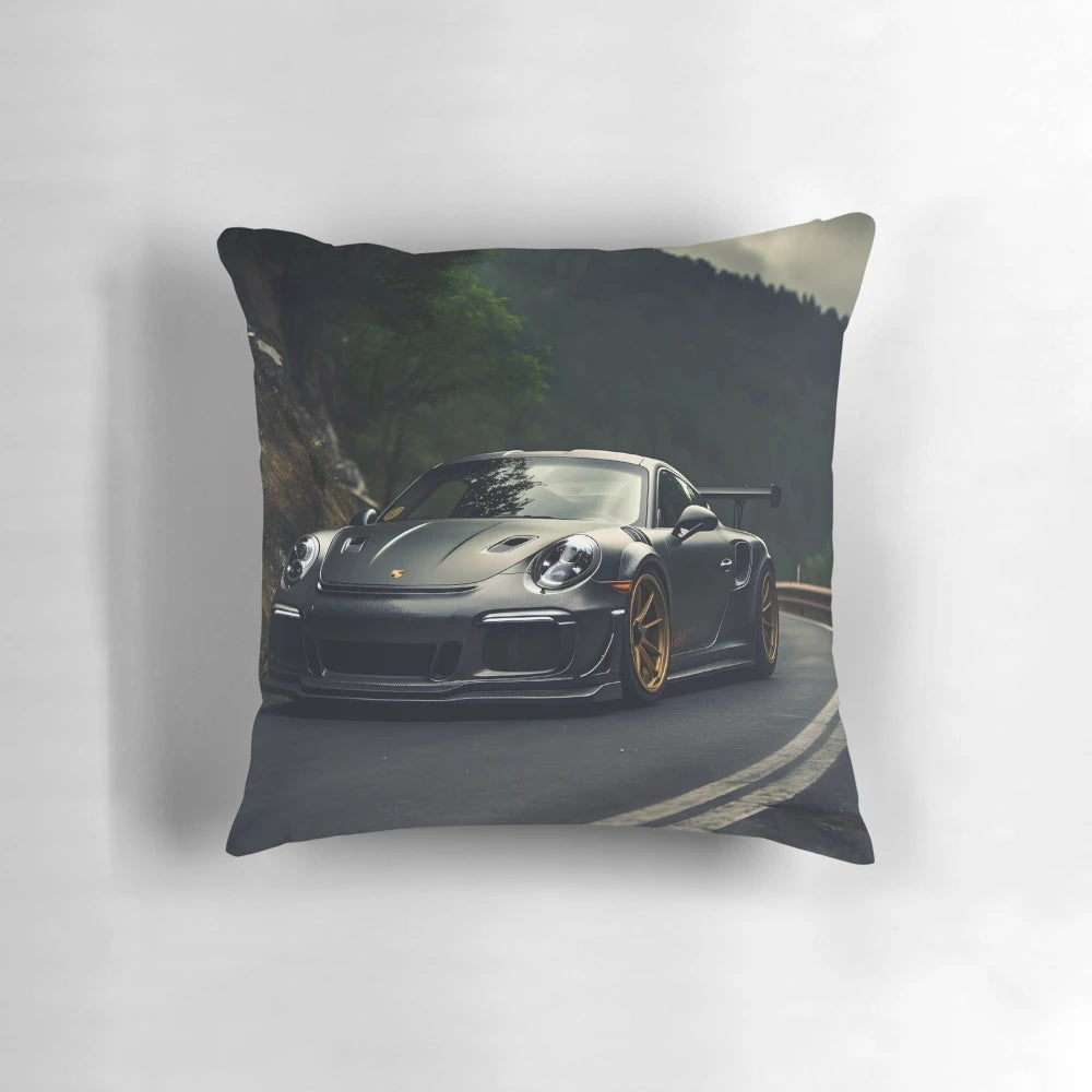 Porsche GT3 RS sports car-themed pillow, featuring the iconic Porsche design and branding