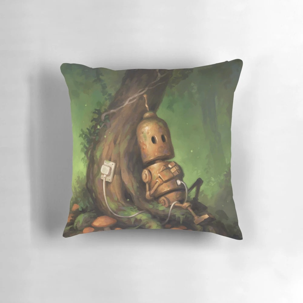 A cozy, nature-inspired charging pillow perfect for outdoor adventures and recharging on the go.
