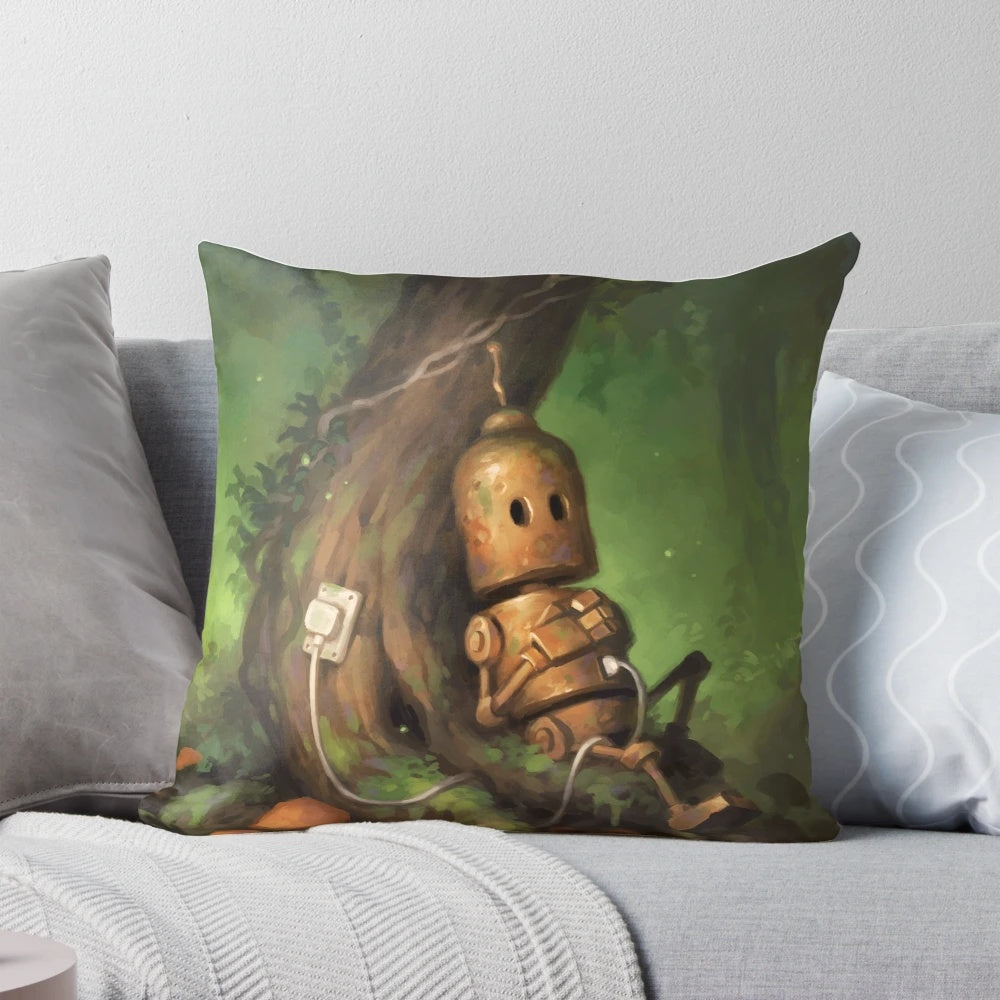 A cozy, nature-inspired charging pillow perfect for outdoor adventures and recharging on the go.