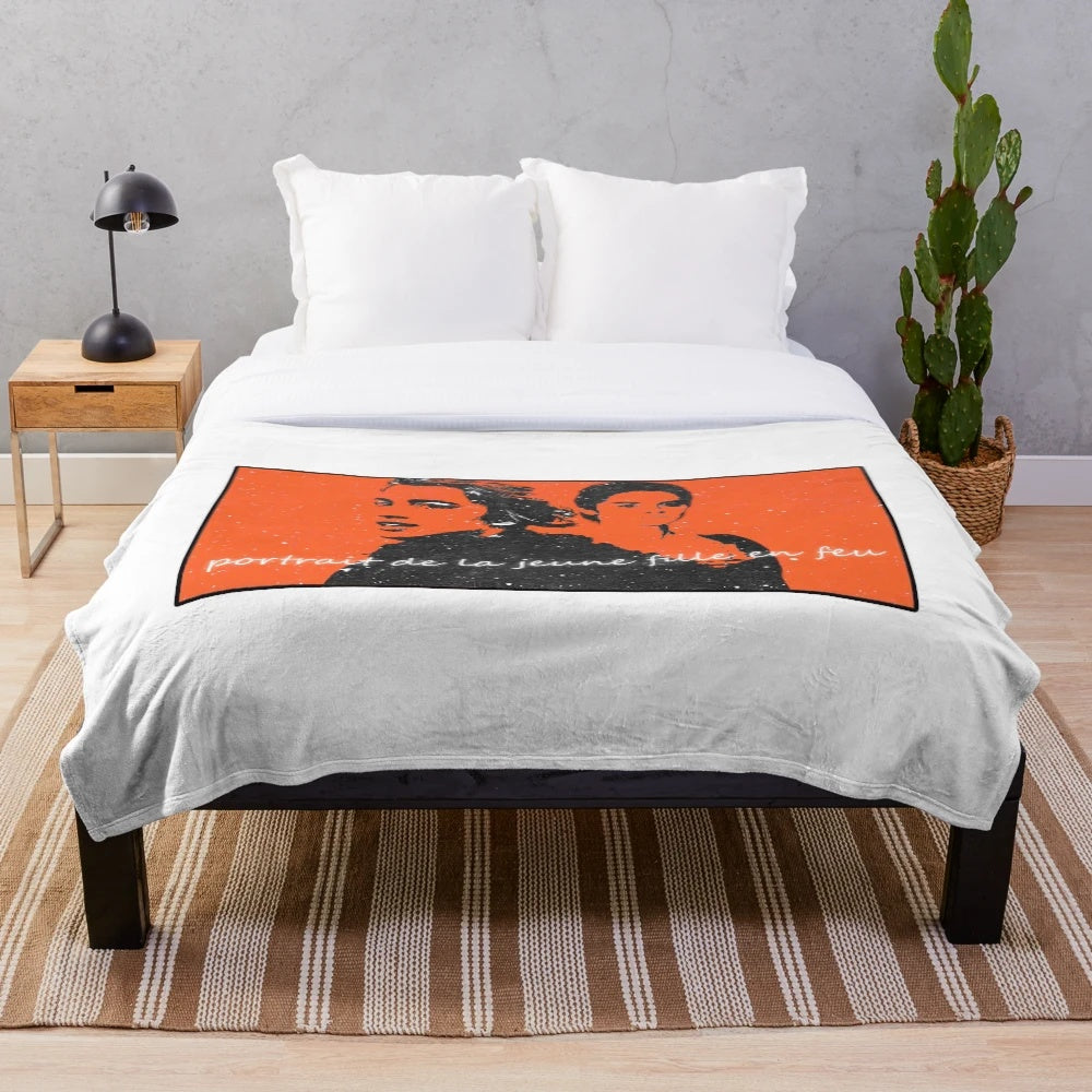 Portrait cinema plush blanket featuring aesthetic French film-inspired design