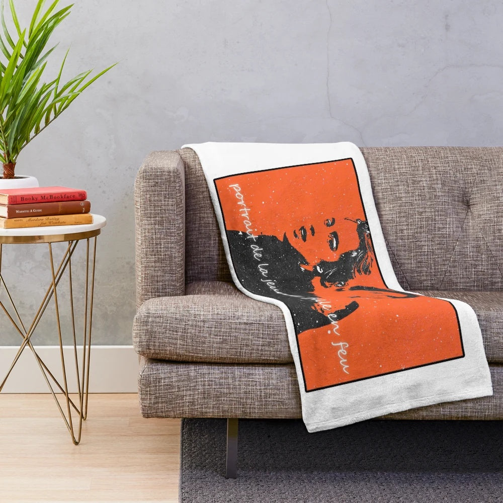 Portrait cinema plush blanket featuring aesthetic French film-inspired design