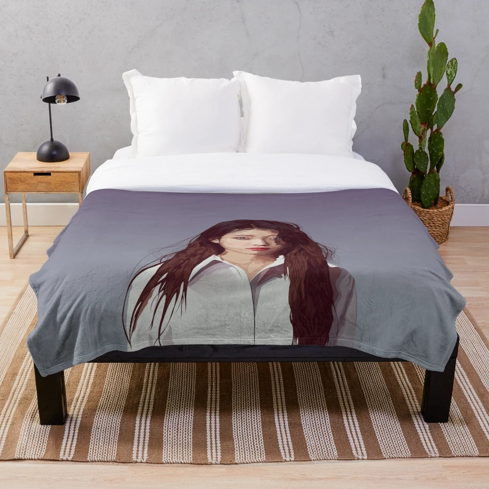 Portrait Plush Blanket Inspired by IU's Lilac Album