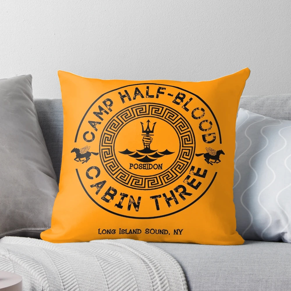 Plush pillow featuring the Poseidon symbol and inspired by the Percy Jackson book series